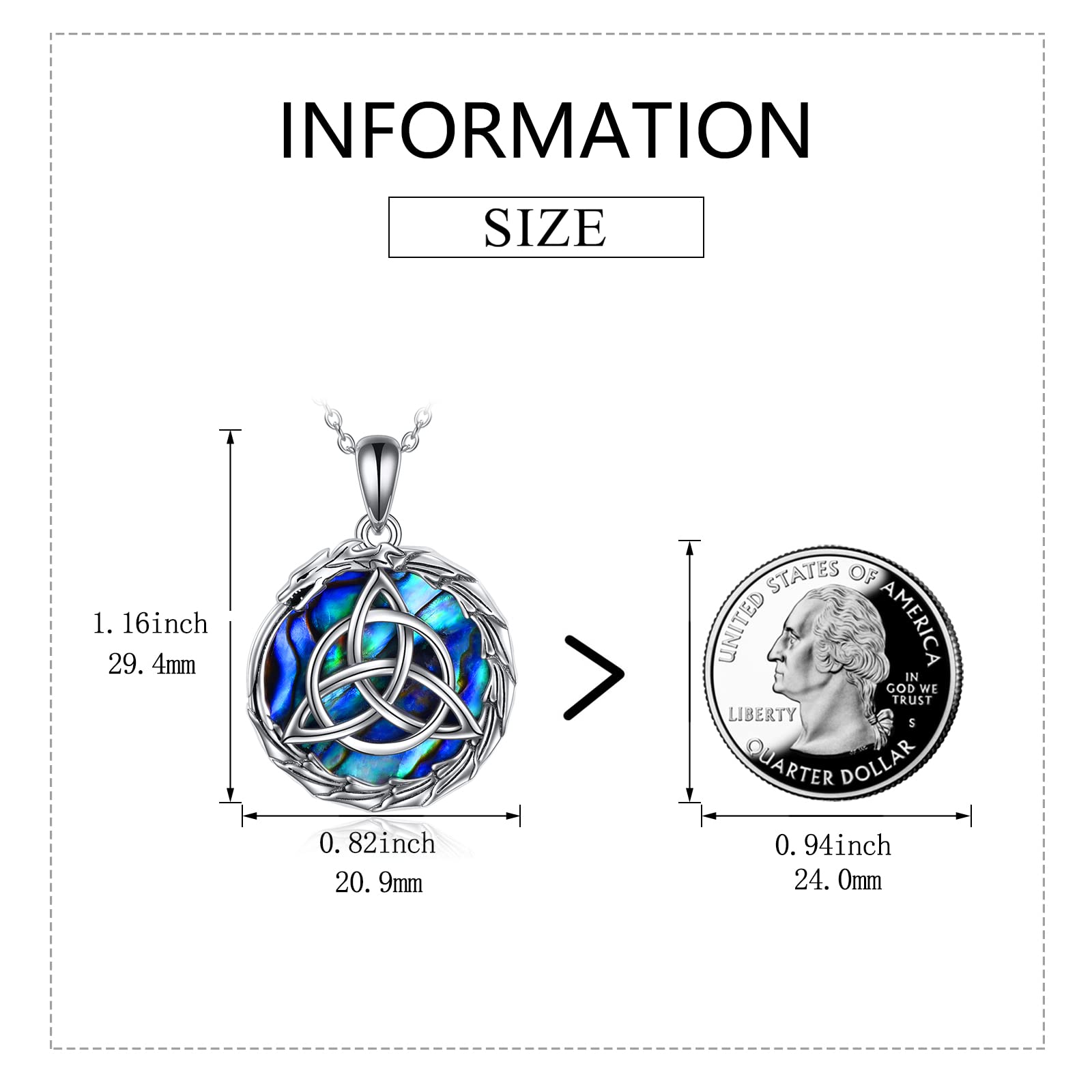 AXELUNA Dragon Celtic Knot Necklace Sterling Silver Dragon Abalone Shell Pendant Gifts For Women Men Jewelry