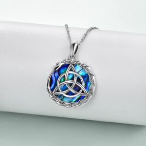 AXELUNA Dragon Celtic Knot Necklace Sterling Silver Dragon Abalone Shell Pendant Gifts For Women Men Jewelry