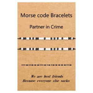 Latibel Best Friend Birthday Gifts For Women unique Matching Friendship Bracelets For 2 Partners in Crime Morse Code Bracelets For Women Sister Couple Bff Gifts