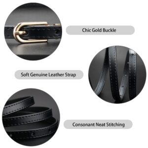 macoking 2 Pack Thin Belts for Women Leather Skinny Belt for Dress Adjustable (Black+Brown, S)