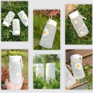 JZSMY 500ml Plastic Bottle Little Daisy Matte Water Bottles with Portable Rope Travel Water Cup Juicing Bottles Tea Cup Female Student Creative Handy Cup Plastic Water Bottles (1Pcs Six Flowers)