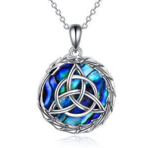 AXELUNA Dragon Celtic Knot Necklace Sterling Silver Dragon Abalone Shell Pendant Gifts For Women Men Jewelry