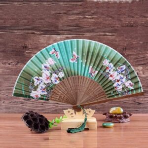 Handmade Folding Fan Folding Fan, Hand-held Fan,Chinese Style Silk Folding Classical Bamboo Fan with Portable Fan Craft Folding Fan Gift Fan Handheld Fan