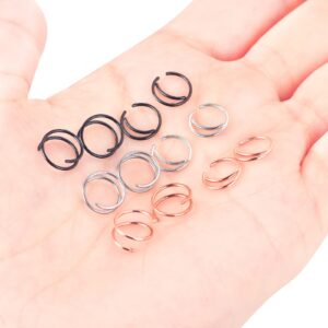 Longbeauty 12pcs Double Nose Hoop Ring for Single Piercing Nose Hoop Twist Nose Ring Hoop For Women Spiral Nose Hoop For Girls Nostril Piercing Jewelry