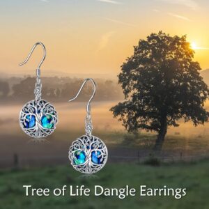 WINNICACA Tree of Life Earrings 925 Sterling Silver Celtic Tree of Life Dangle Drop Earrings for Women Abalone Shell Family Tree Earrings Jewelry Gifts for Women Her Daughter Birthday Graduation Gift