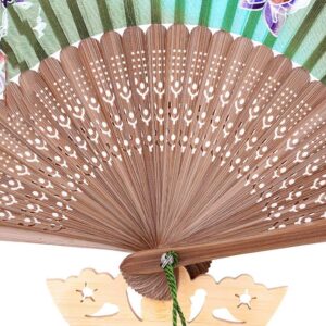 Handmade Folding Fan Folding Fan, Hand-held Fan,Chinese Style Silk Folding Classical Bamboo Fan with Portable Fan Craft Folding Fan Gift Fan Handheld Fan