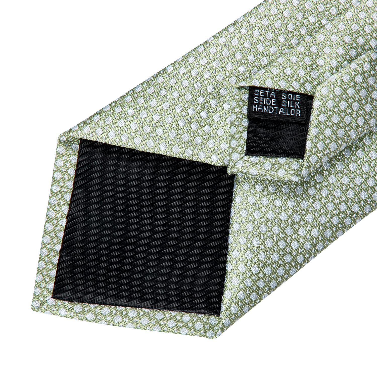 DiBanGu Mens Sage Green Solid Color Tie Set Formal Light Green Necktie and Pocket Square Cufflinks Tie Ring Set in Gift Box