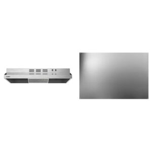 comfee cvu30w2ast 30 inch range hood and broan-nutone 24x30 stainless steel backsplash