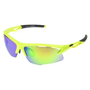 ironman 1802 blade sport sunglasses for men, neon yellow, 75mm