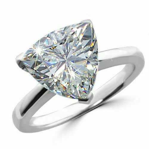 2.00 Ct Trillion Cut Diamond Solitaire Promise Women's Ring 14k White Gold Finish (6)