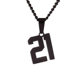 FlowX Jewelry Black Number Pendant Necklace - Baseball Chains (21)