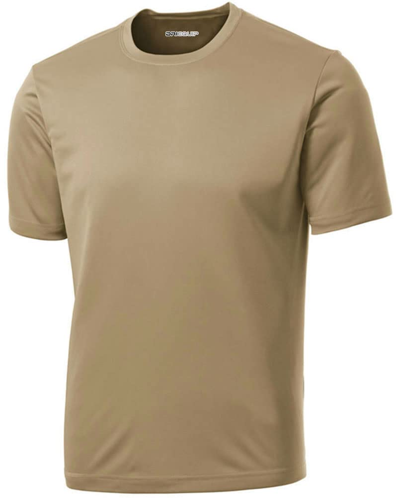 Joe's USA Mens Athletic Dry-Fit Performance Short Sleeve T-Shirt-M-Sand