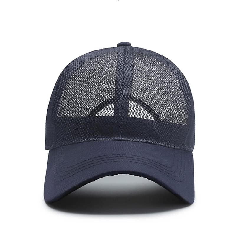 GEGEEN DOMOG Mesh Baseball Cap for Men Women Summer Trucker Hat Solid Quick-Drying Sports Running Hat (Dark Blue)