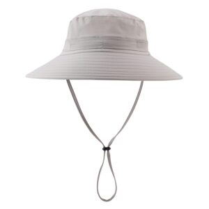 Home Prefer Men's Sun Hat UPF50+ Light Weight Bucket Hat Wide Brim Fishing Hat Light Grey