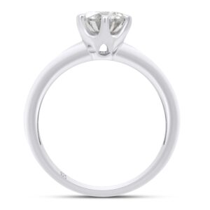 SAVEARTH DIAMONDS Engagement Ring, 6.5MM 1 Carat Round Cut Lab Created Moissanite Diamond Solitaire Wedding Promise Ring In 14K White Gold Over Sterling Silver (VVS1 Clarity, 1Cttw)-7.5