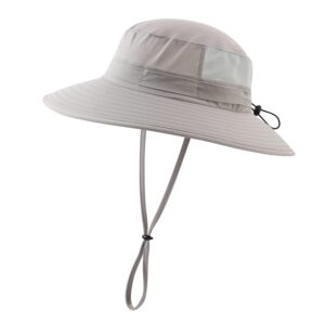 home prefer men's sun hat upf50+ light weight bucket hat wide brim fishing hat light grey