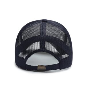 GEGEEN DOMOG Mesh Baseball Cap for Men Women Summer Trucker Hat Solid Quick-Drying Sports Running Hat (Dark Blue)