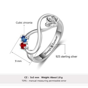 Promise Rings for Her Personalized Mothers Ring 925 Sterling Silver Rings for Women with Engraved Name & Simulated Birthstone Rings for Women Promise Ring for Grandmother Mom Wife BFF Jewelry Gifts (Style 2)