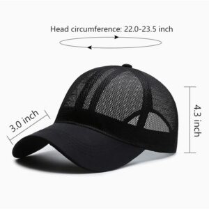 GEGEEN DOMOG Mesh Baseball Cap for Men Women Summer Trucker Hat Solid Quick-Drying Sports Running Hat (Dark Blue)