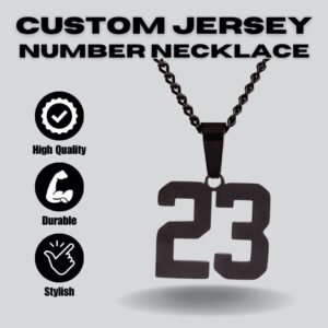 FlowX Jewelry Black Number Pendant Necklace - Baseball Chains (21)