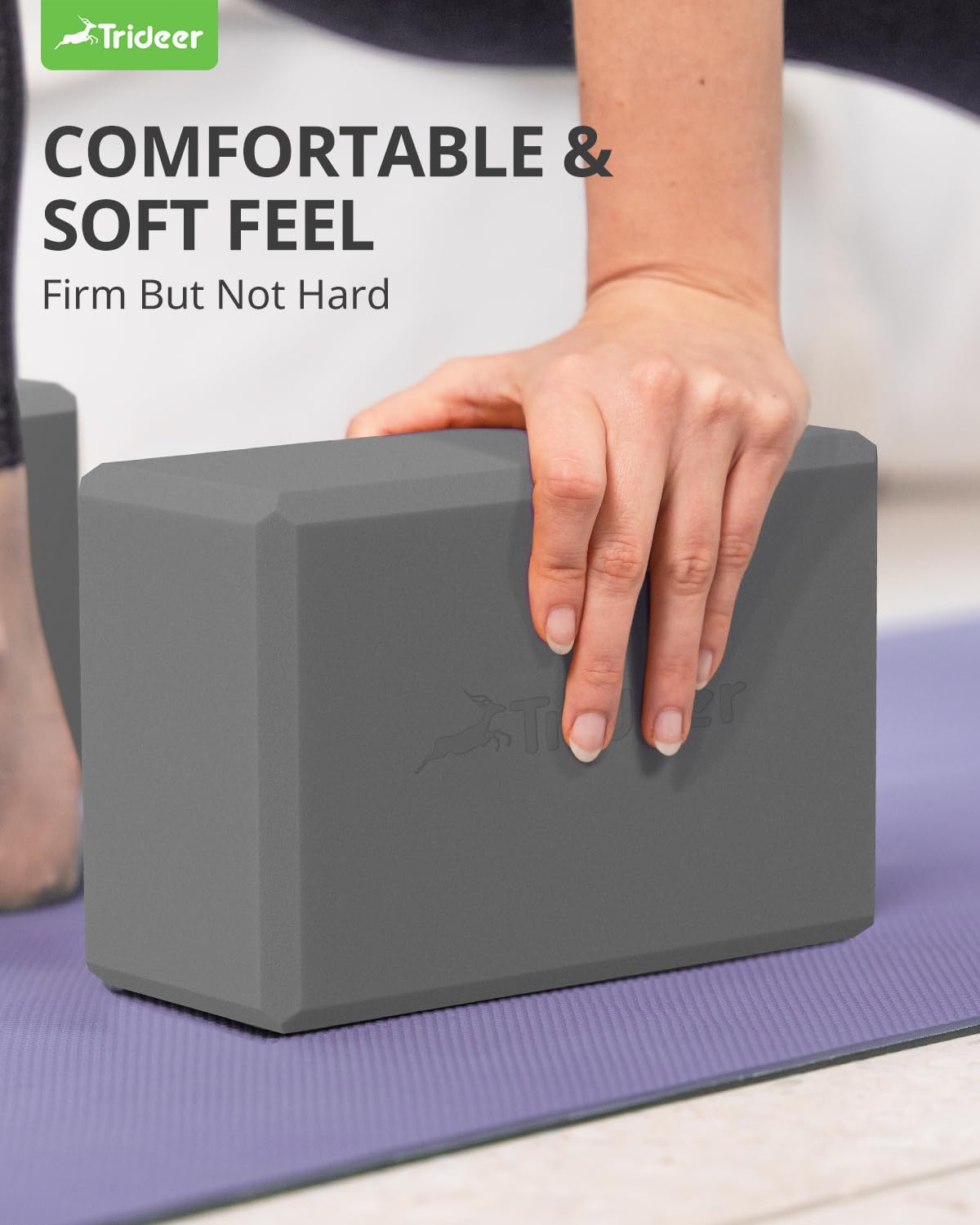 Trideer Yoga Blocks, Yoga Blocks 2 Pack, High Density EVA Foam Blocks, Supportive, Lightweight & Odor Resistant, Yoga Essentials for Yogi & Yogini, Yoga Accessories 9"x6"x3" (Gray)