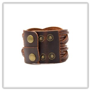 Mgutillart Punk Braided Band Bracelet Wide Leather Arm Cuff Bracelet(Brown)