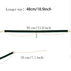 MOMOCAT Green Velvet Choker Necklace Preppy Cute Trendy Dainty Necklaces Aesthetic Jewelry Emerald Lace Chokers Necklace Adjustable for Women Teen Girls