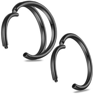 Carper Nose Ring Hoop Nose Ring Double Nose Ring for Single Piercing Clicker Double Septum Ring Jewelry(18g Black 8mm)