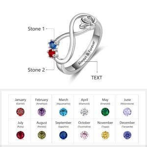 Promise Rings for Her Personalized Mothers Ring 925 Sterling Silver Rings for Women with Engraved Name & Simulated Birthstone Rings for Women Promise Ring for Grandmother Mom Wife BFF Jewelry Gifts (Style 2)