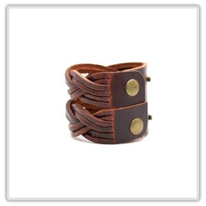 Mgutillart Punk Braided Band Bracelet Wide Leather Arm Cuff Bracelet(Brown)