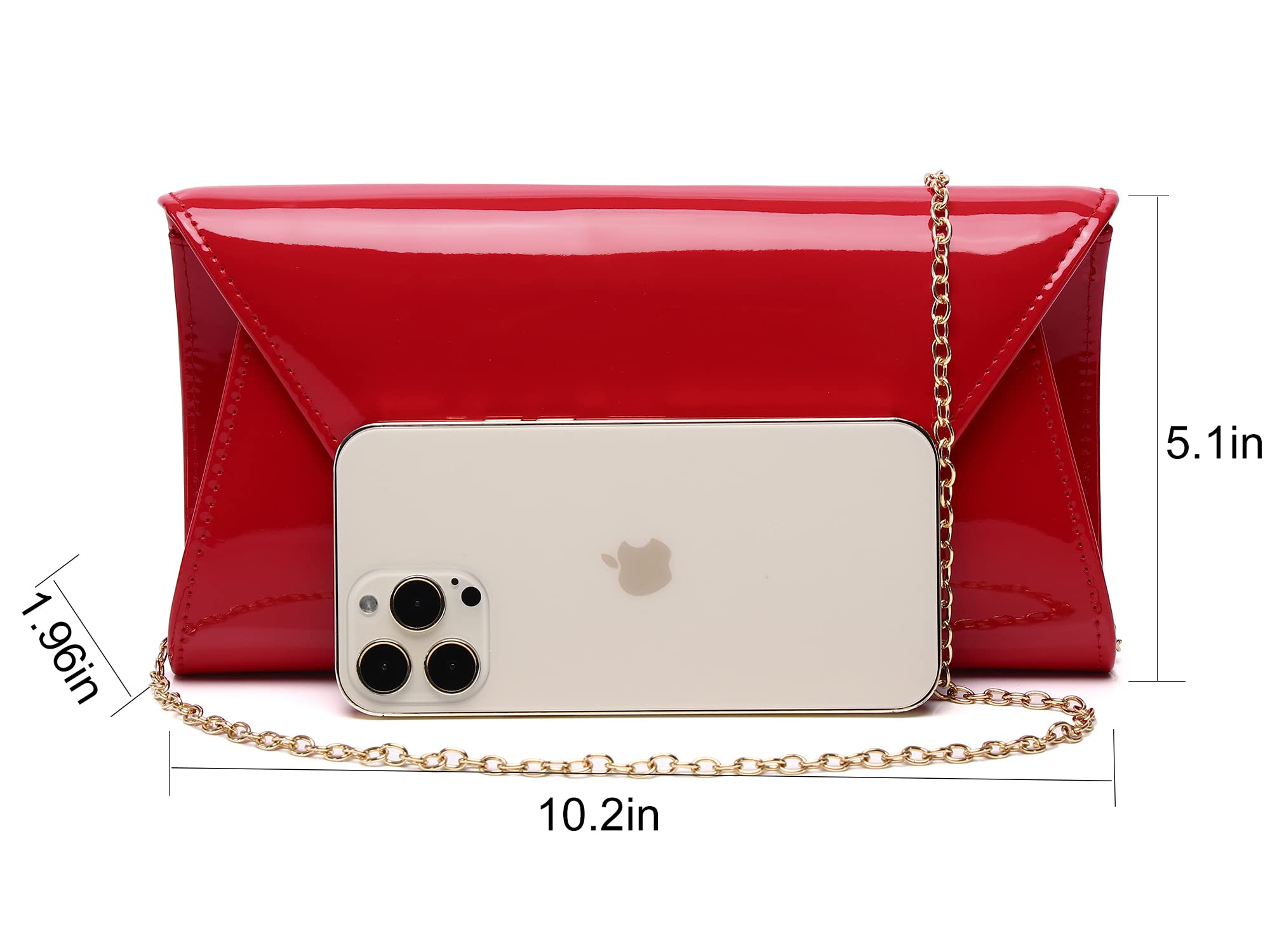 MUDUO Women Patent Leather Fashion Clutch Purses Evening Bag Handbag (RED)