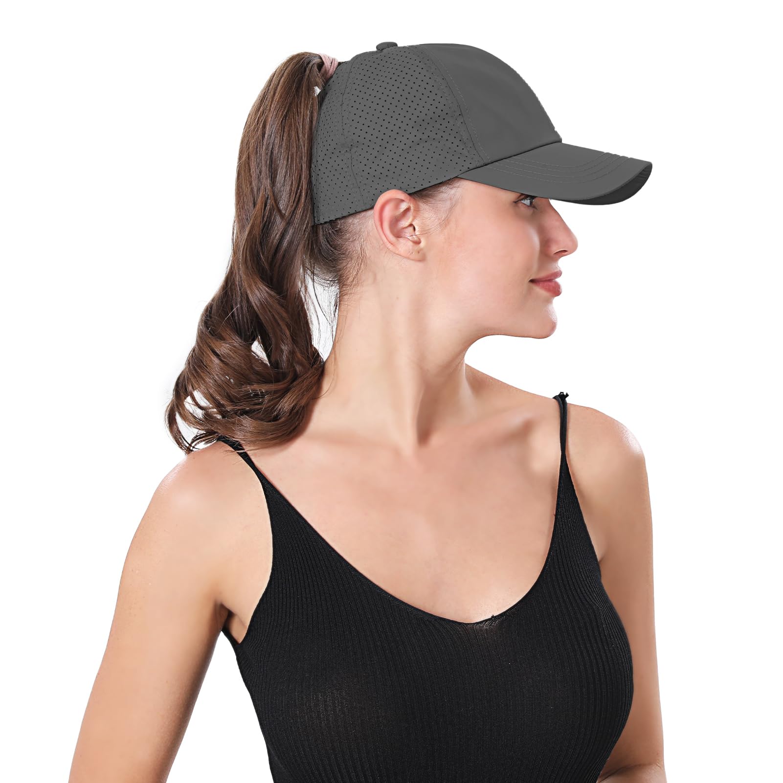 ZTL Women's High Ponytail Baseball Cap Performance Running Hat Quick Dry Mesh Sports Cap Adjustable Unstructured Dad Trucker Hats