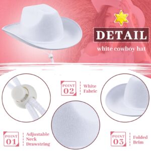 Zhanmai 12 Pack Bulk Cowboy Hat for Adult Wide Brim Plain Western Cowgirl Hat Costume Texan Country Cowboy Hat for Women Men (White)