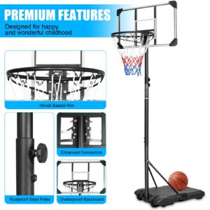 Ochine Swimming Pool Basketball Hoop Game Poolside Basketball System 45-53 Inch Adjustable Height Portable Hoop System with 32 Inch PVC Clear Backboard and Fillable Stand Base for Kids Adults