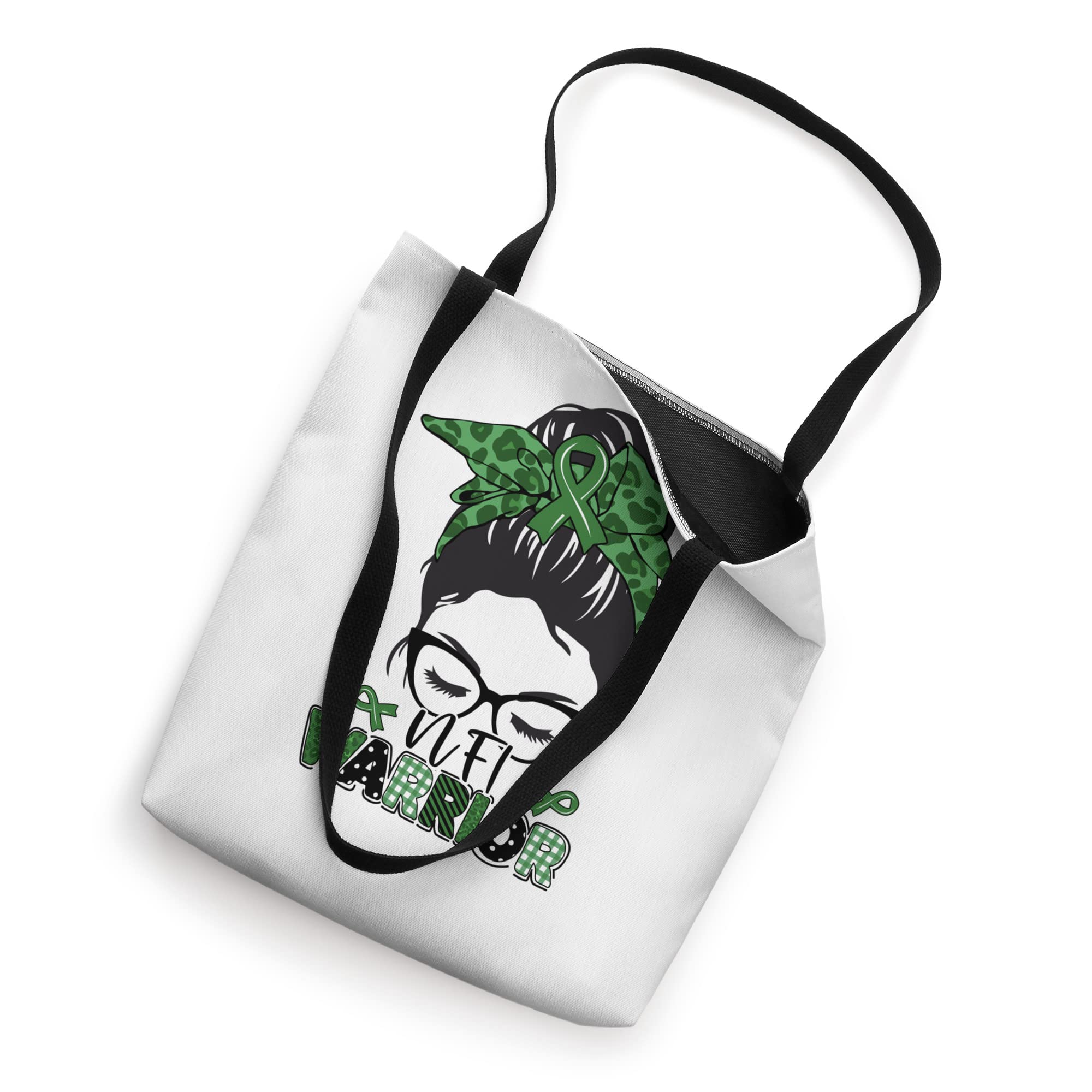 Tu Messy Bun Green Ribbon NF1 Neurofibromatosis Awareness Tote Bag