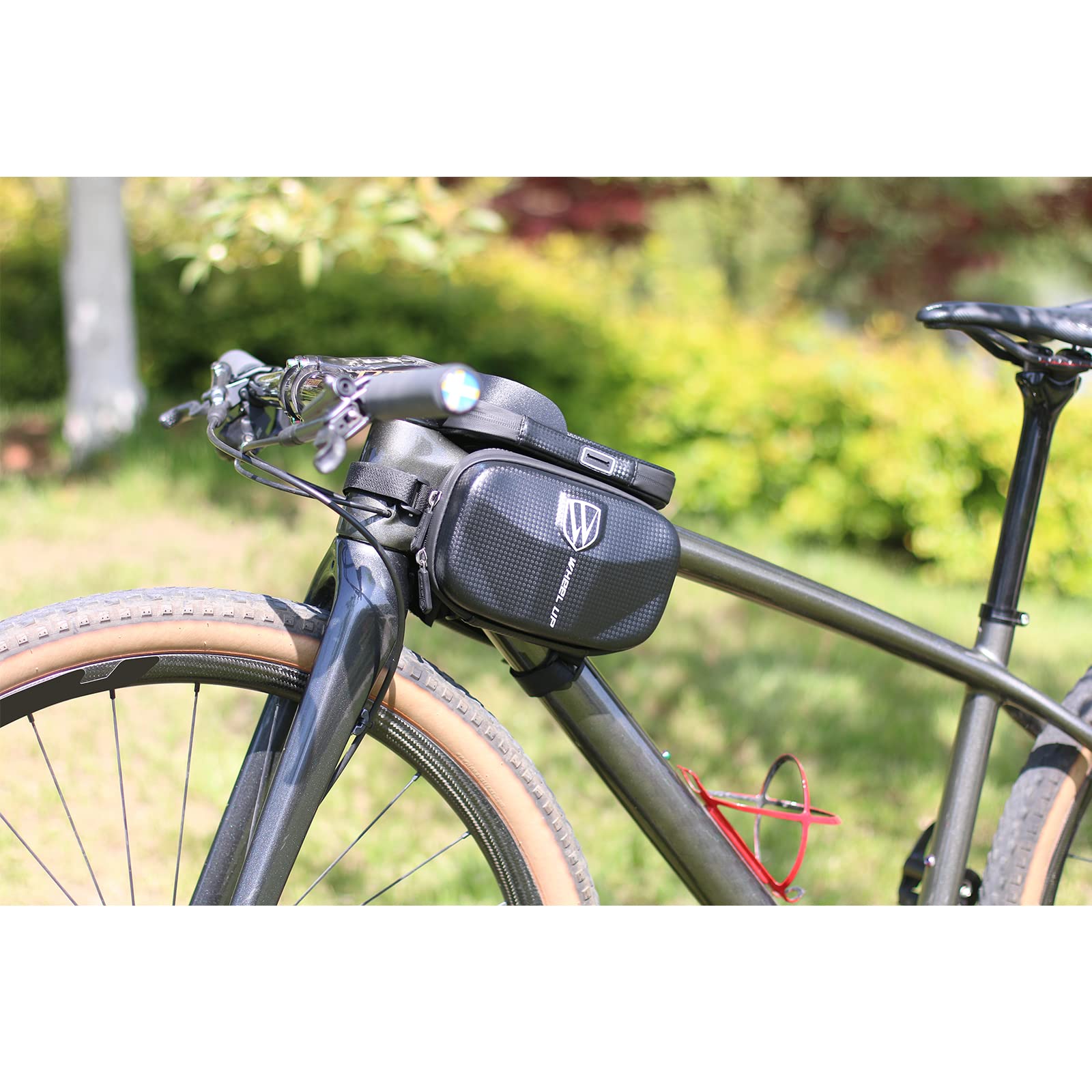 Vanolu Bike Bag Resistant Top Bag Bicycle Front Bag Mountain Bicycle Touch Screen Cell Phone Pouch Compatible with iPhone11 XS Max XR iphone12 13 Pro Max Below 6.5”