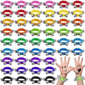 48 Pcs Wrist Band Jingle Bells 12 Musical Instruments Gift Hand Percussion Wrist Bells Wrist Shaking Music Bells for Kids Adjustable Musical Hand Bells Set for Adults Baby