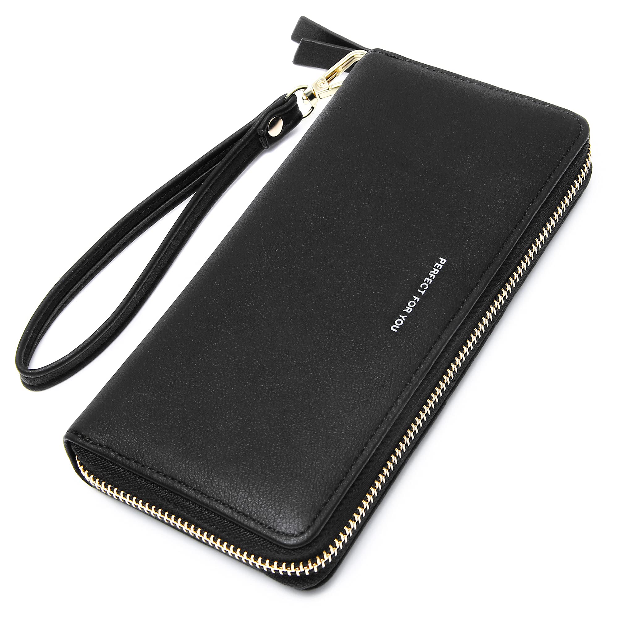 VOCUS Womens Wallet RFID Blocking Zip Around Wallet PU Leather Large Travel Long Purse Credit Card Holder with Wristlet