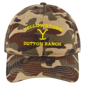 yellowstone baseball hat, adjustable snapback cotton ball cap with curved brim, camo, one size