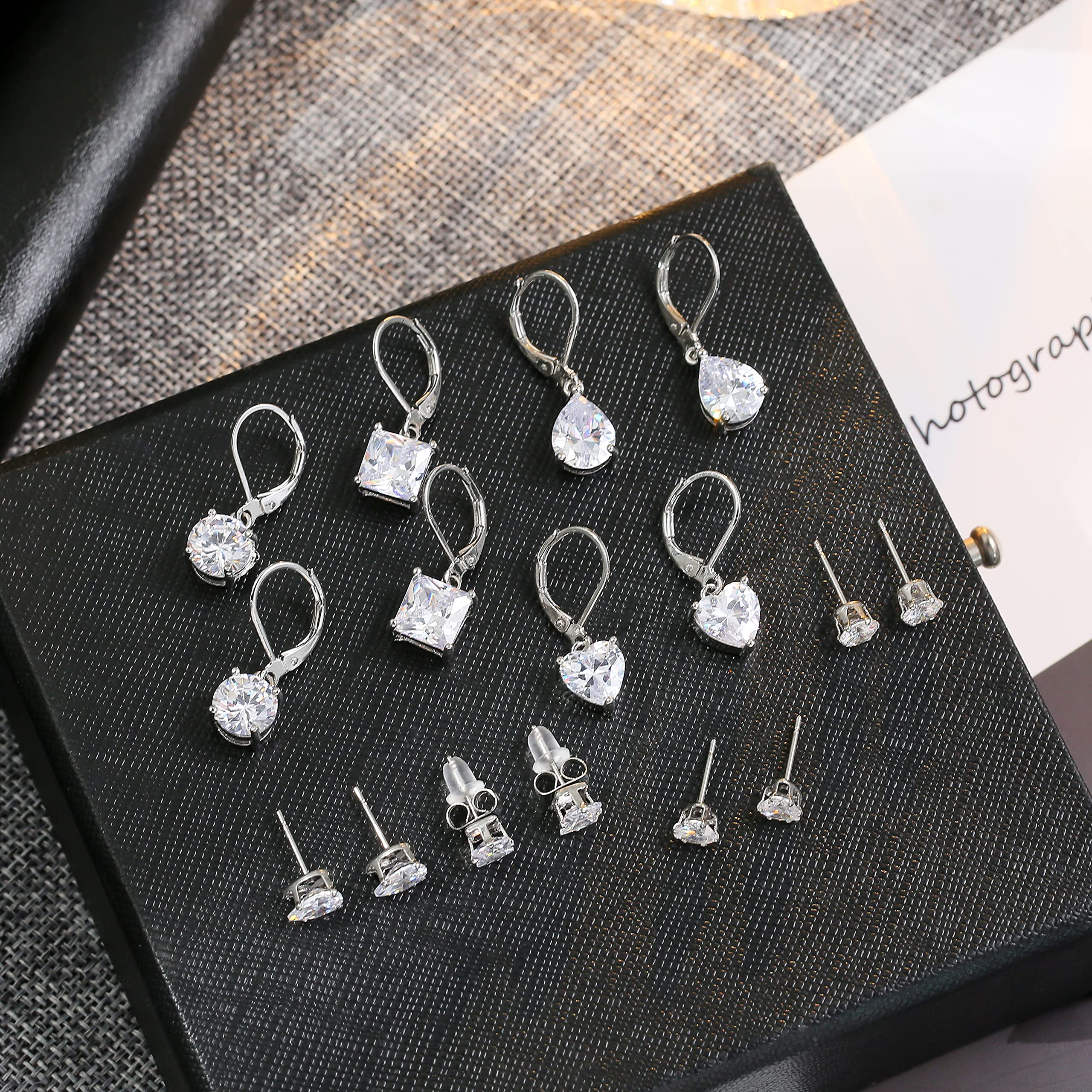 925 Sterling Silver Drop Earrings for Women Princess Teardrop 5A Cubic Zirconia Earrings Hypoallergenic Dangle Earrings for Wedding