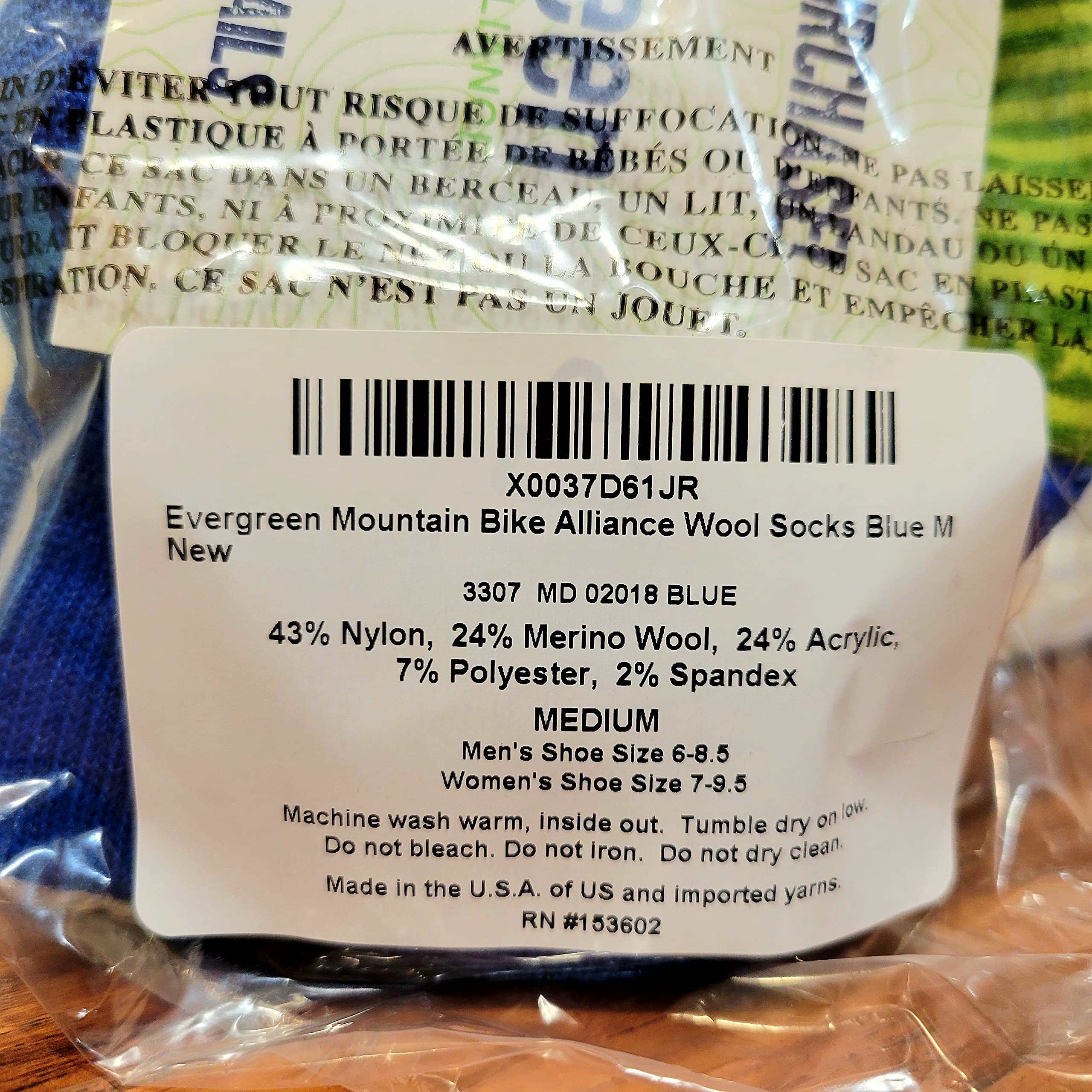 Evergreen Mountain Bike Alliance Wool Socks Blue M