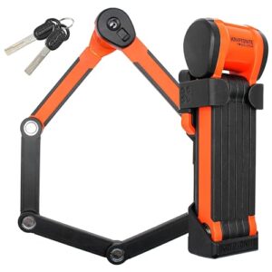 kryptonite evolution 790 folding bike lock, compact lightweight high security anti-theft foldable bicycle lock with 2 keys and mount for e-bikes scooter road mountain bikes, 90cm (35 in) orange