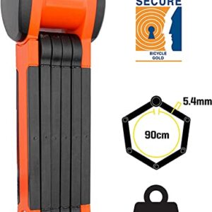 Kryptonite Evolution 790 Folding Bike Lock, Compact Lightweight High Security Anti-Theft Foldable Bicycle Lock with 2 Keys and Mount for E-Bikes Scooter Road Mountain Bikes, 90cm (35 in) Orange