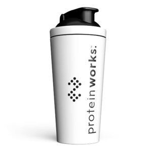 Protein Works - Metallic Snowstorm Shaker | Stainless Steel Protein Shaker | Durable | 739ml (ACCREBWHTSHAK700ML)