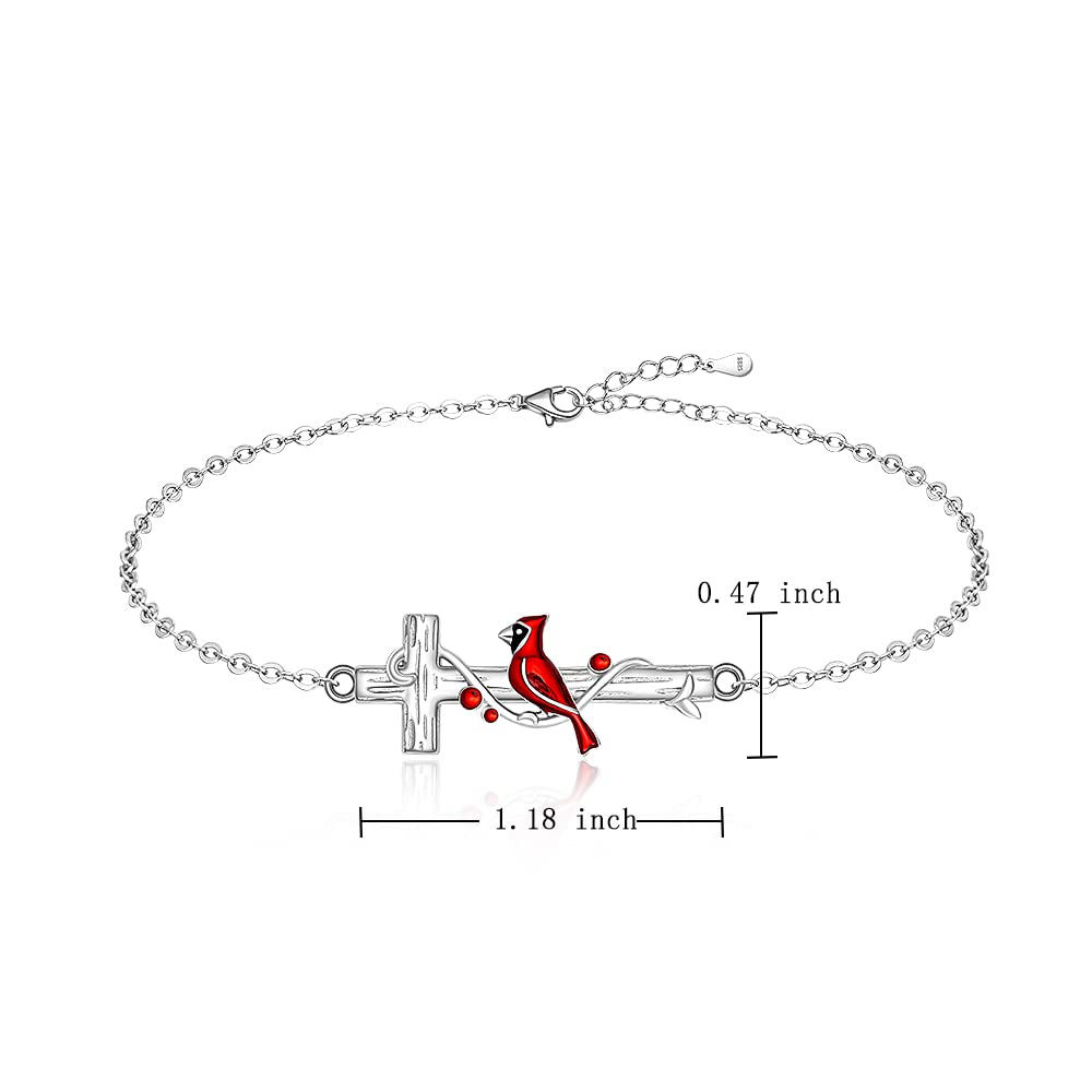 Cross Red Cardinal Bracelet for Women Memorial Cardinal Appear When Angels Are Near Cardinal Bracelets Cute Bird Sympathy Jewelry Gifts for Loss of Loved One