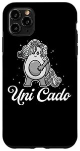 iphone 11 pro max uni cado, cute avocado, funny unicorn, guacamole, vegan case