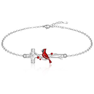 cross red cardinal bracelet for women memorial cardinal appear when angels are near cardinal bracelets cute bird sympathy jewelry gifts for loss of loved one