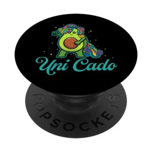 uni cado, cute avocado, funny unicorn, guacamole, vegan popsockets swappable popgrip