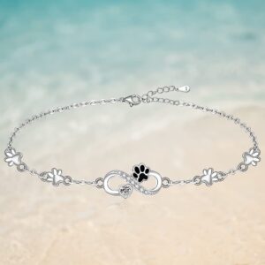 Fenthring Cat Dog Paw Print Bracelet Sterling Silver Infinity Heart Puppy Paw Memorial Mothers Day Bracelets for Women Jewelry Gifts