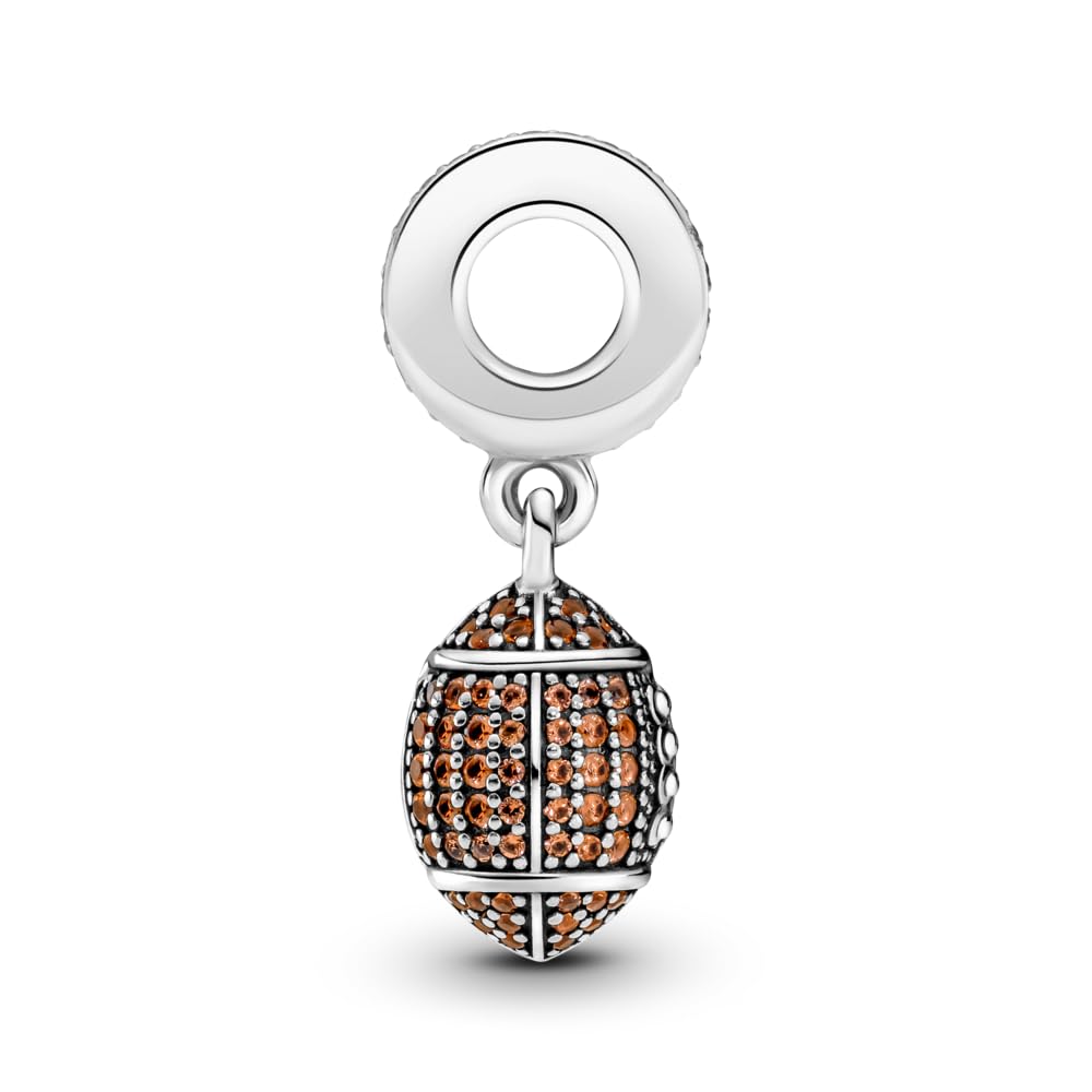 PANDORA American Football Dangle Charm - Compatible with PANDORA Moments Bracelets - Jewelry for Women - Gift for Women - Made with Sterling Silver & Cubic Zirconia, No Gift Box